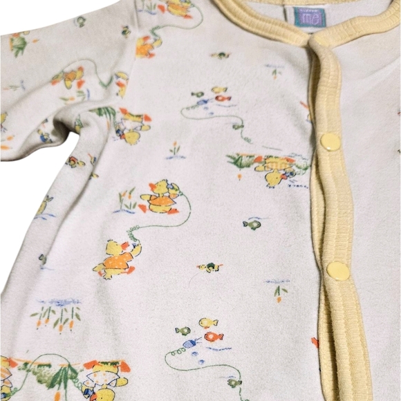 Little Me Footed Sleeper Baby 6M Yellow & White VTG Duck Duck Goose 100% Cotton - Picture 5 of 9